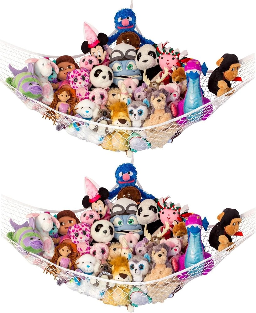 Durable & Tearproof Hanging Stuffed Animal Hammock - 2 Pack White Decor