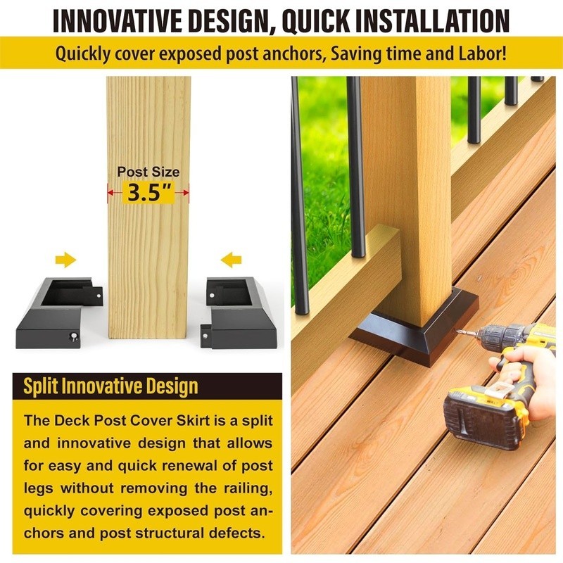Deck Post Base Cover Aluminum Waterproof Rustproof Easy Install Skirts 4Pack New