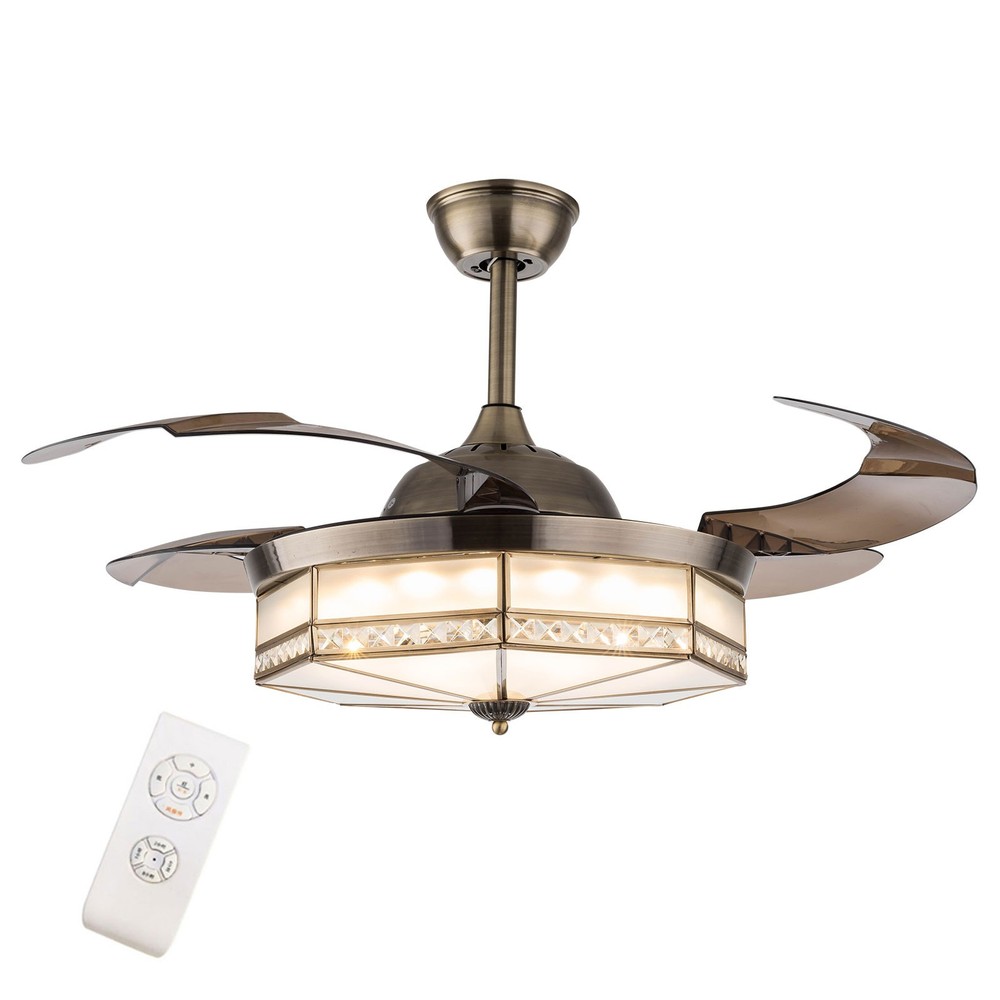 Ceiling Fan Light with Remote Control LED Ceiling Light Modern Chandelier GoldUS