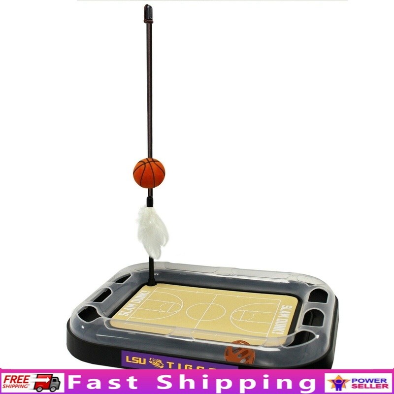 NCAA Basketball Cat Toy Scratching Board Catnip Plush Feathers Interactive Play
