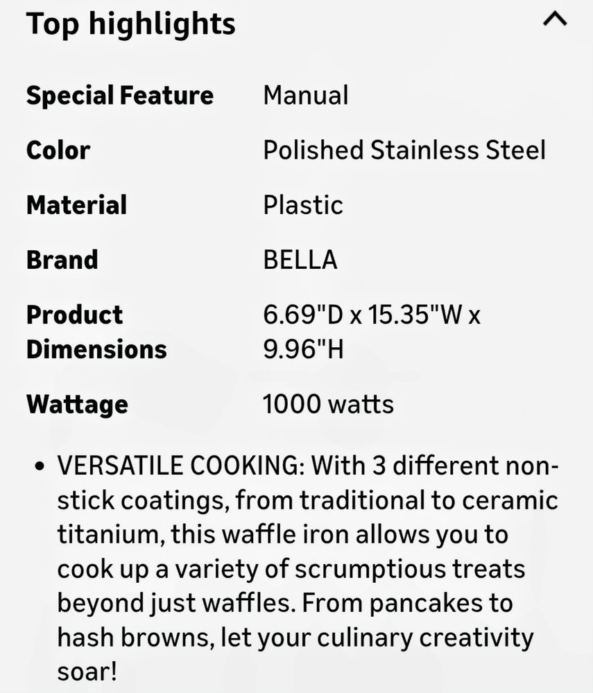 Bella 13991 Rotating Waffle Maker