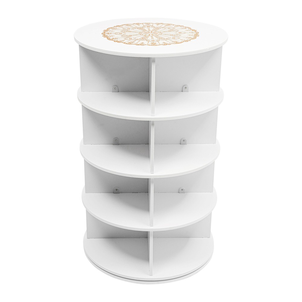 4-Tier Rotating Shoe Rack Tower 360° Spinning Shoe Display PVC White