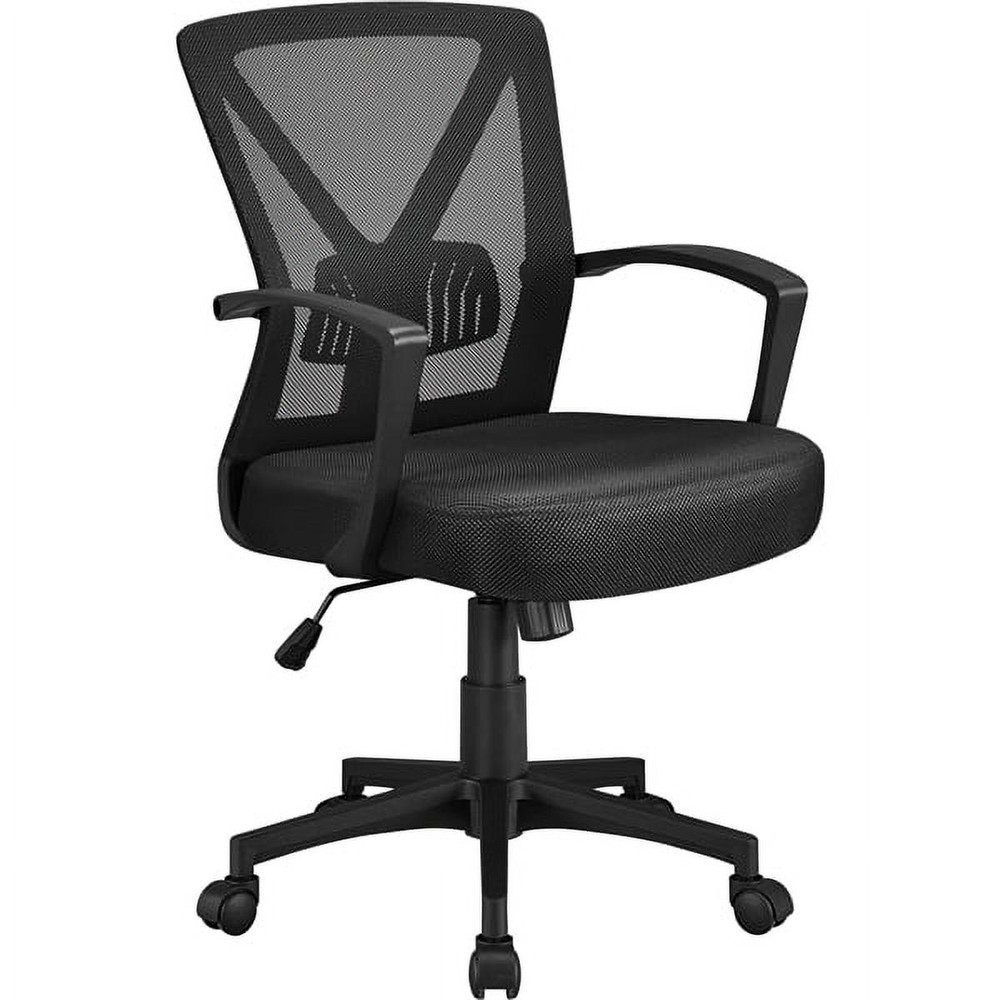 Adjustable Mesh Office Chair Mid Back W/ Wheels Black
