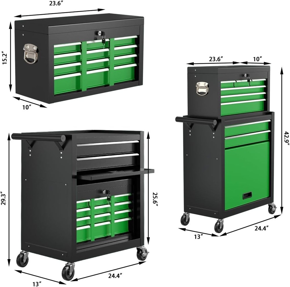 8-Drawer High Capacity Rolling Tool Chest with Wheels, Big Tool Storage Removabl