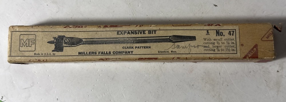 #47 MILLERS FALLS EXPANSIVE BIT CLARK PATTERN W/ Box