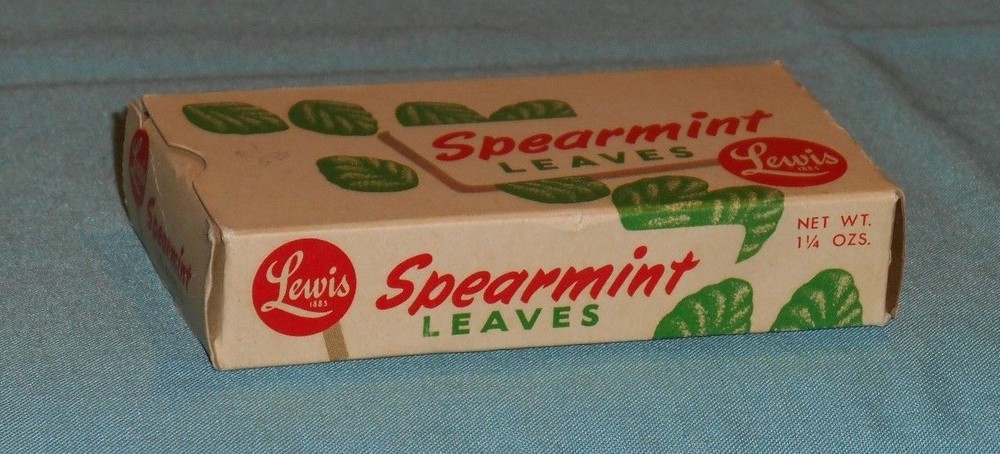 vintage LEWIS SPEARMINT LEAVES CANDY BOX container