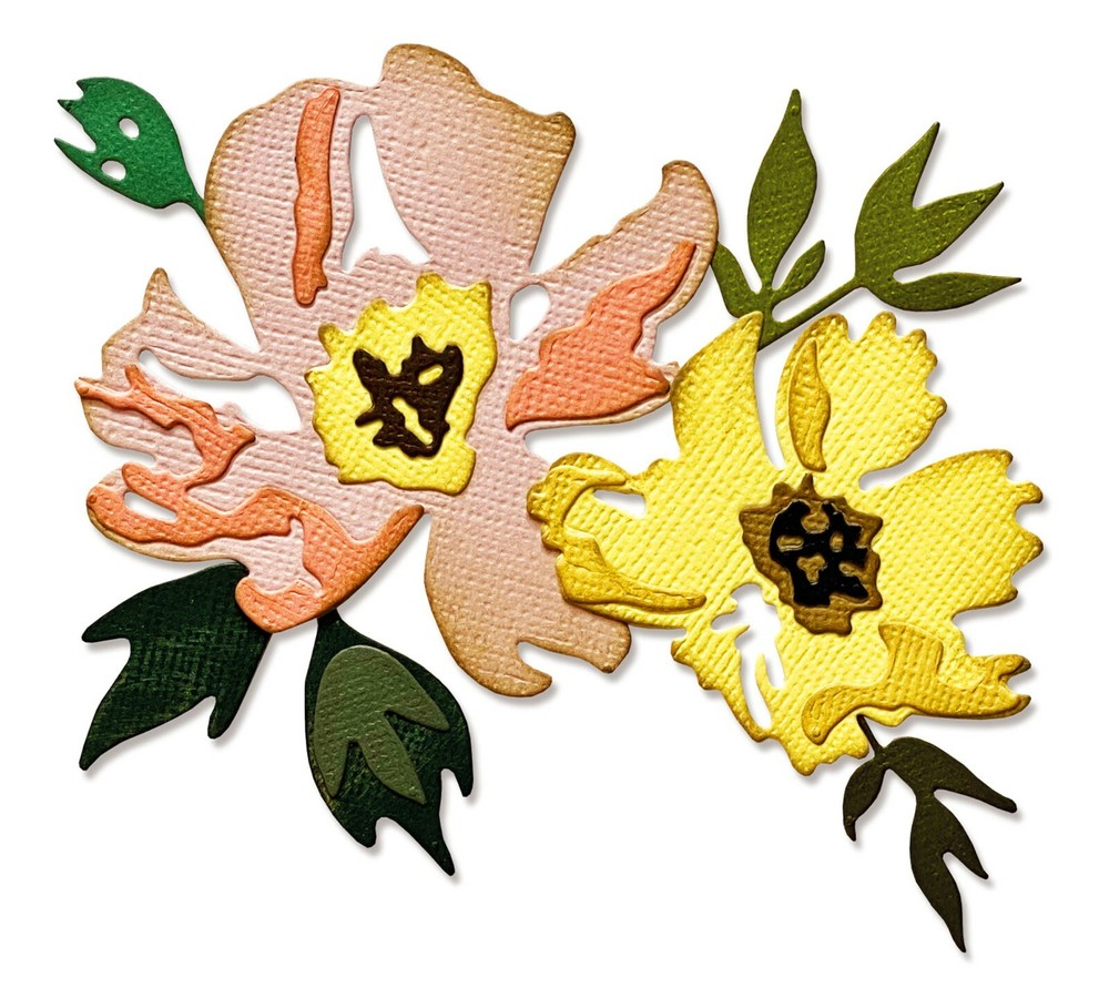 New Sizzix Thinlits Brushstroke Flowers #1 7pc #665209 Retail $24.99 Tim Holtz