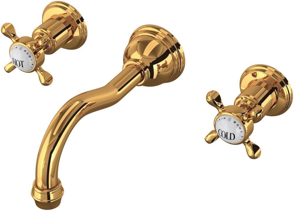 Rohl U.3791X-EG/TO-2 Edwardian Wall Mount Lav Faucet - English Gold