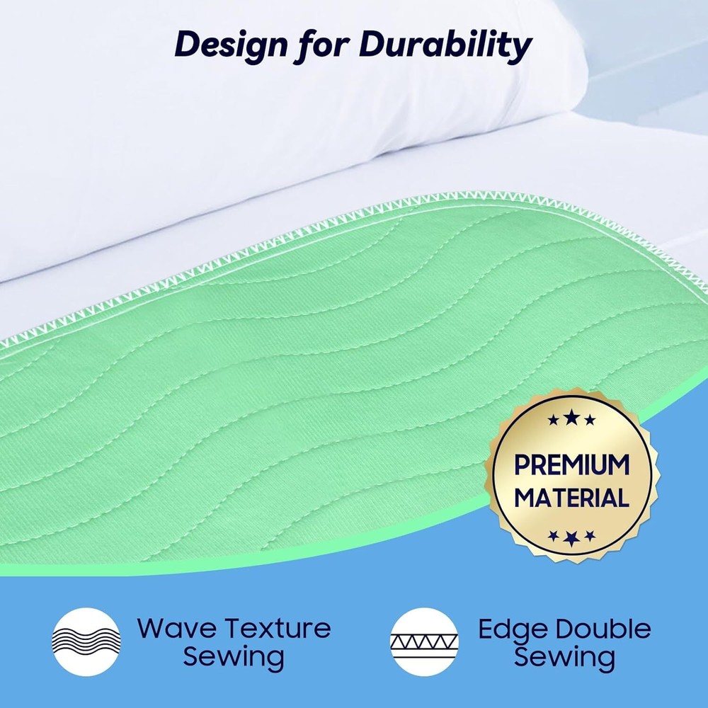 6 Pack 36” x 36” Heavy Absorbency Washable Underpads, Waterproof Quick Drying