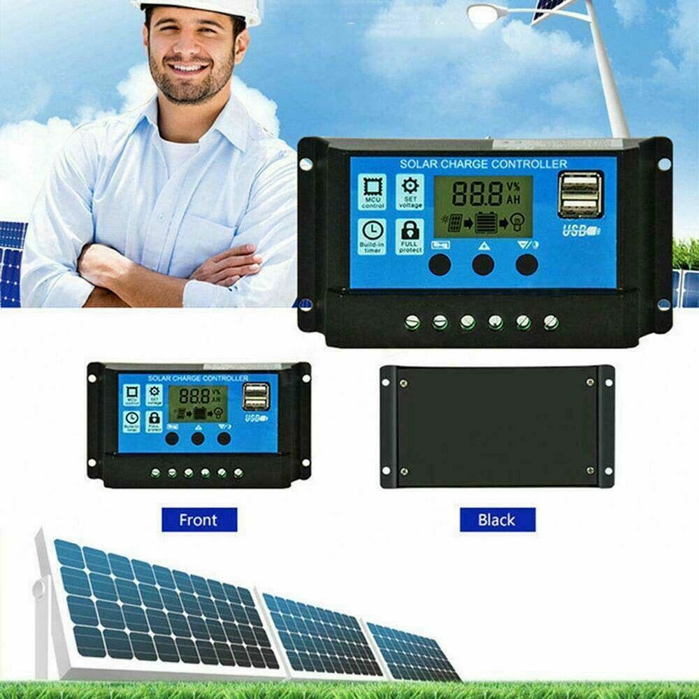 Solar Panel Charge Controller Regulator 12V/24V Auto 30A Battery Regulator LCD