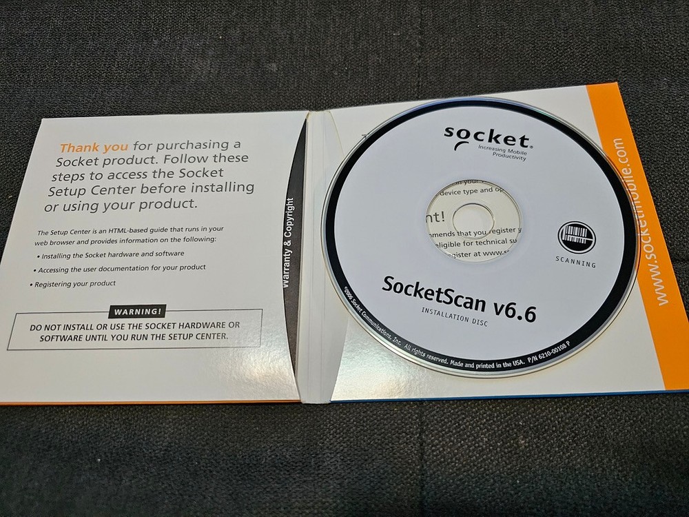 Socket socketscan ver 6.6 installation disc software.
