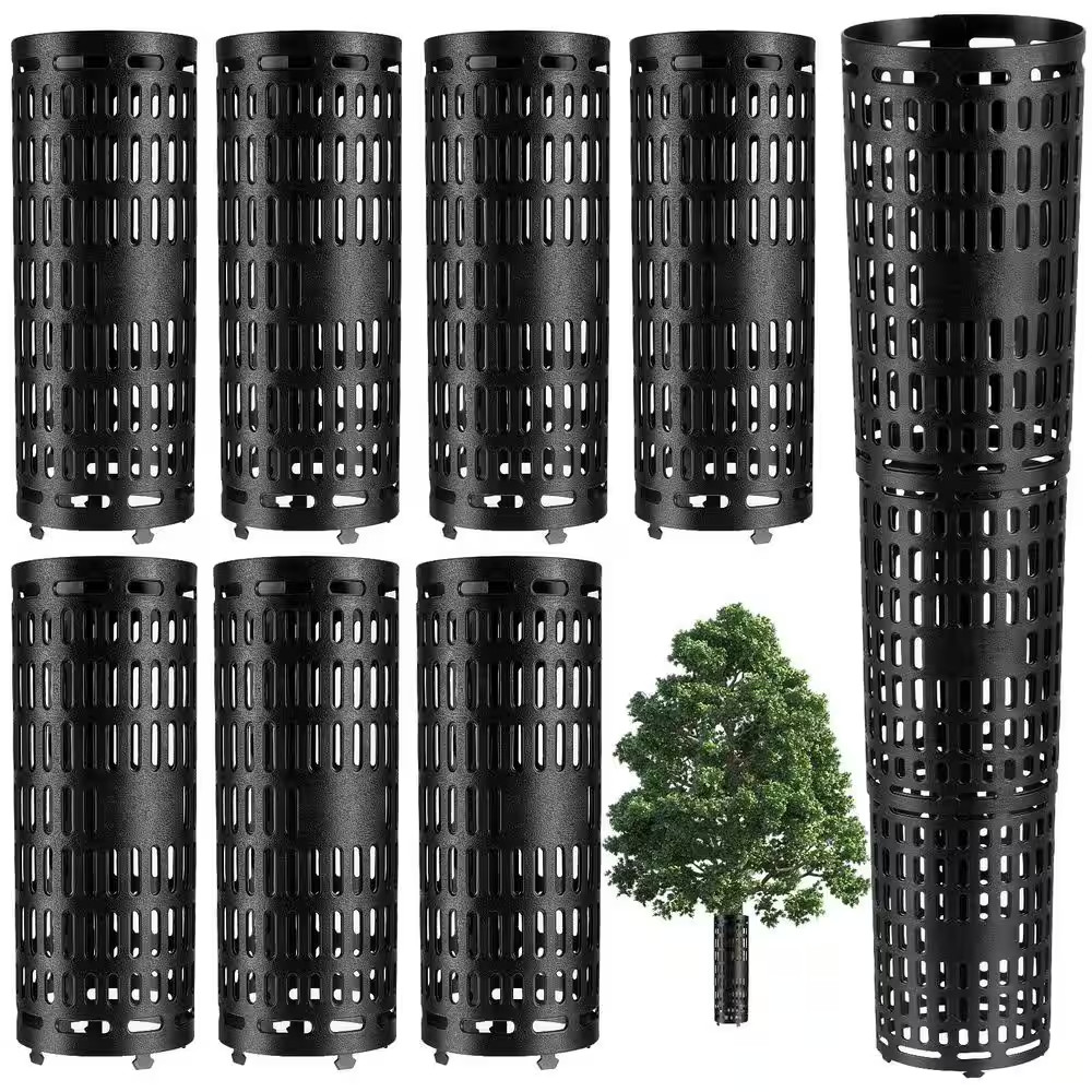 15 In. Black Plastic Tree Guard Tree Protector Expandable Ventilated Plant Suppo