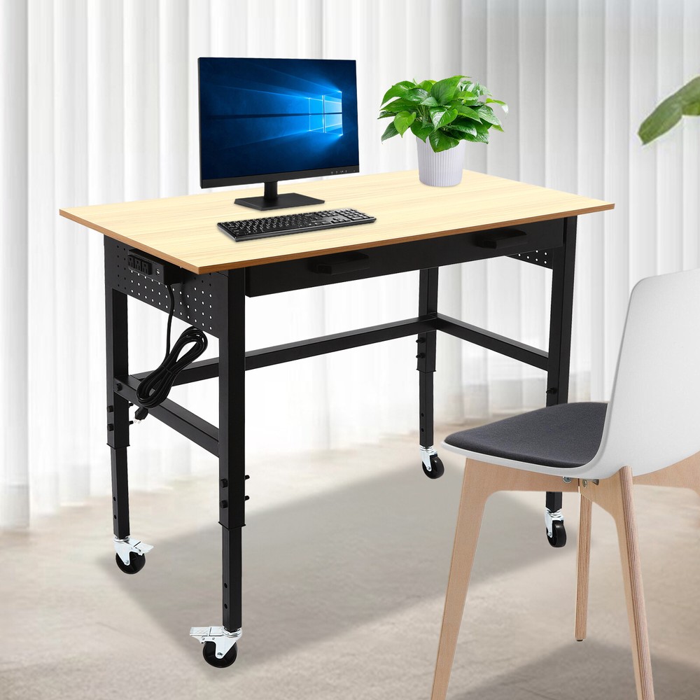 Workbench Mobile Height Adjustable Garage Office Home Working Desk Table 200lbs
