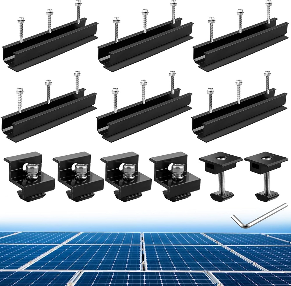 6Pcs Solar Panel Mounting Brackets, Aluminium 7.87" Solar Panel Mounting Rail &