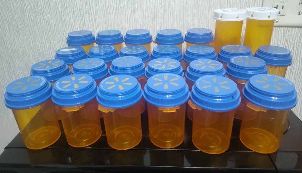 26  Amber Empty Walmart Pill Rx Bottles Large