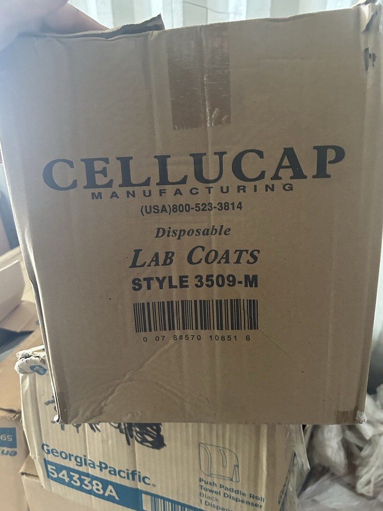 CELLUCAP 3509M Lab Coat,White,Snaps,M,PK25