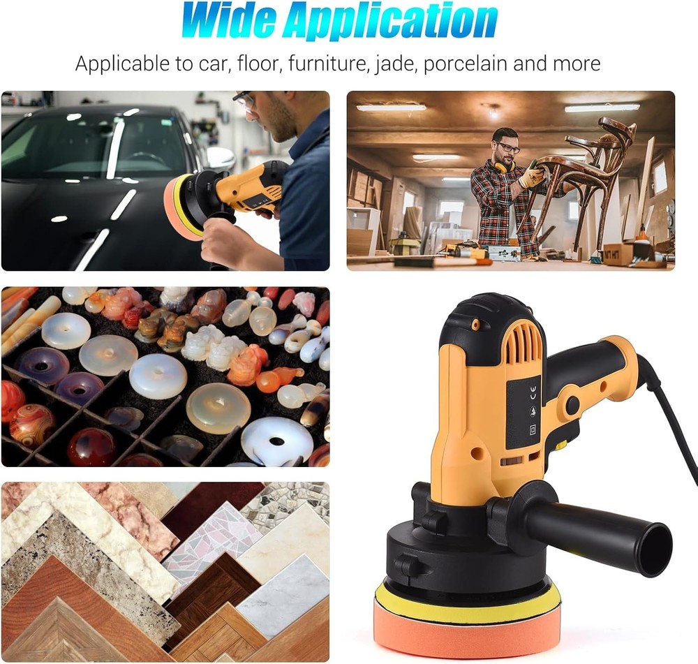 800W Car Polisher Buffer Machine Sander Kit Waxing Variable Speed 600-3700RPM