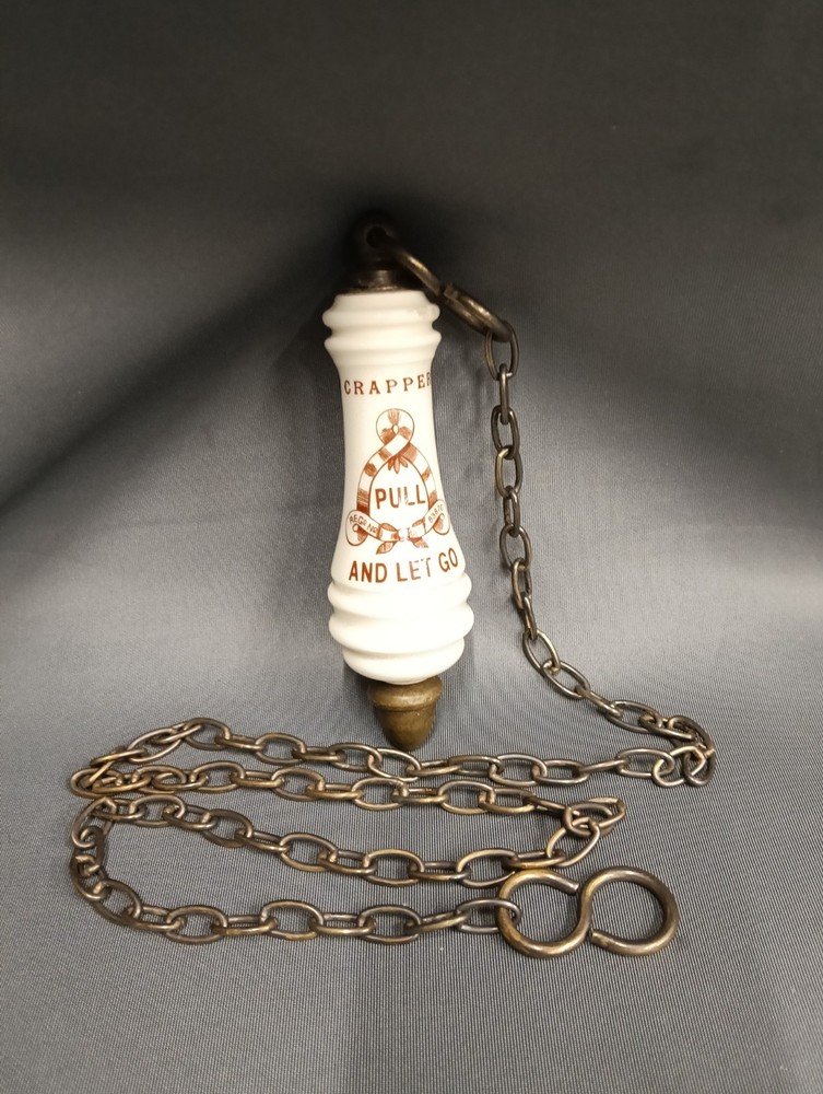 THOMAS CRAPPER HIGH LEVEL CISTERN LOO PULL / TOILET PULL, CHUNKY BRASS CHAIN