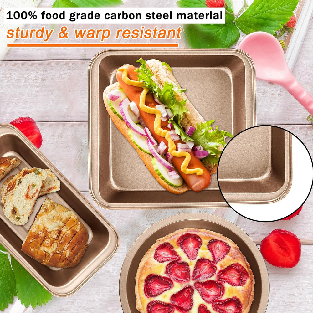 Nonstick Baking Pans Set, 5-Piece Kitchen Baking Sheets for Oven, Bakeware Sets