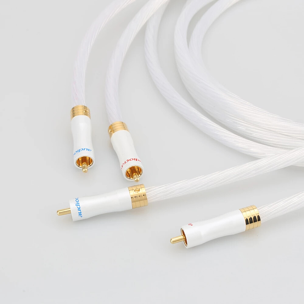 pair 1.5Meter 5N OCC Silver Plated Analog Cable Audio Interconnect Cable,