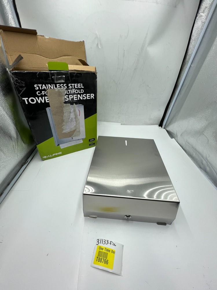 Alpine 480 Stainless Wall Mount C-Fold Multi Fold Paper Holder Towel Dispenser