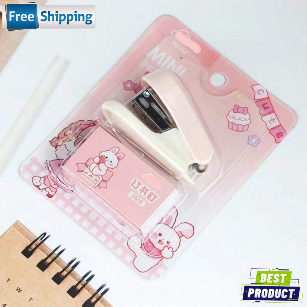 Mini Stapler with Staples Pink Color Small Cute Stapler for School Students Gift