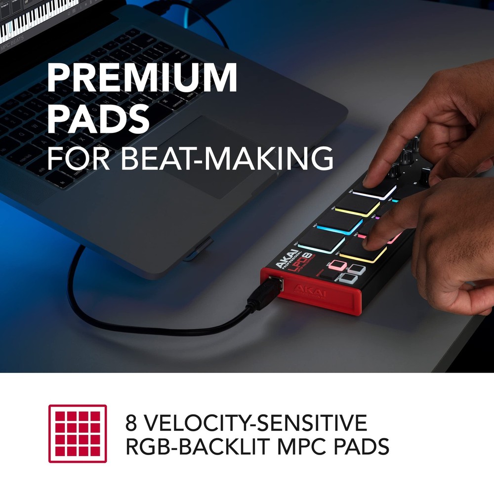 LPD8 USB MIDI Controller: 8 RGB Drum Pads, 8 Knobs, Music Software for Mac/PC