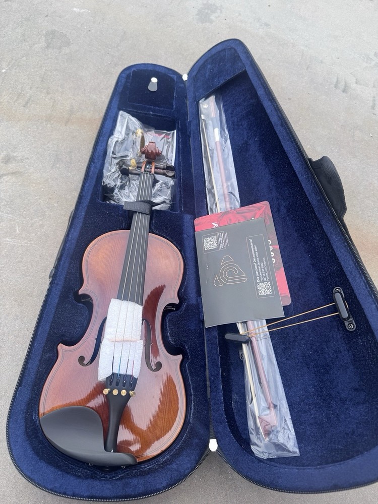 Pyle 1/4 Size Beginner Violin Starter Kit w/ Travel Case & Bow, Extra Strings
