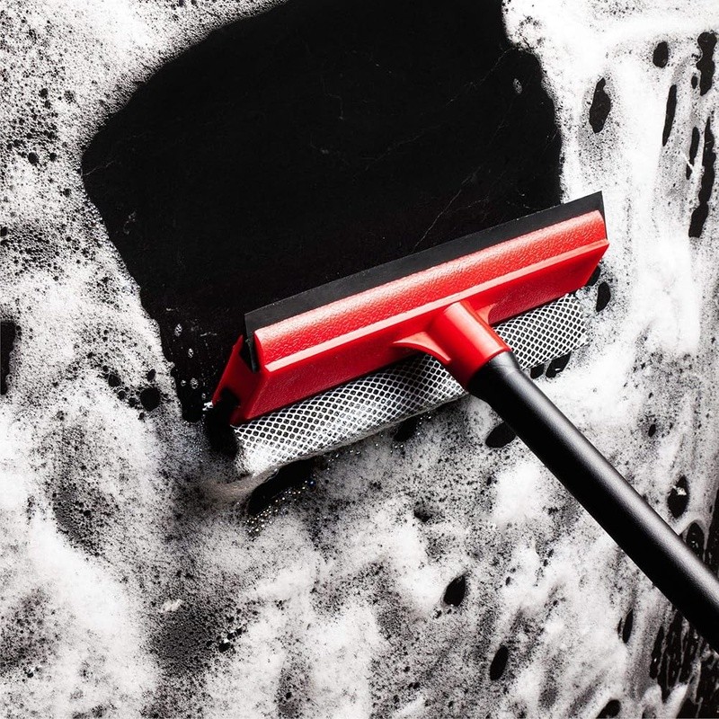 Car Window Squeegee Multi-Functional Lightweight W/ Scrubber & Durable Handle US