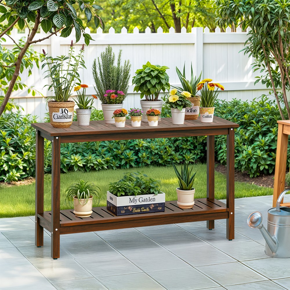 48" Console Table Multiuse Buffet Bar Storage Organizer with Foot Slider Coffee