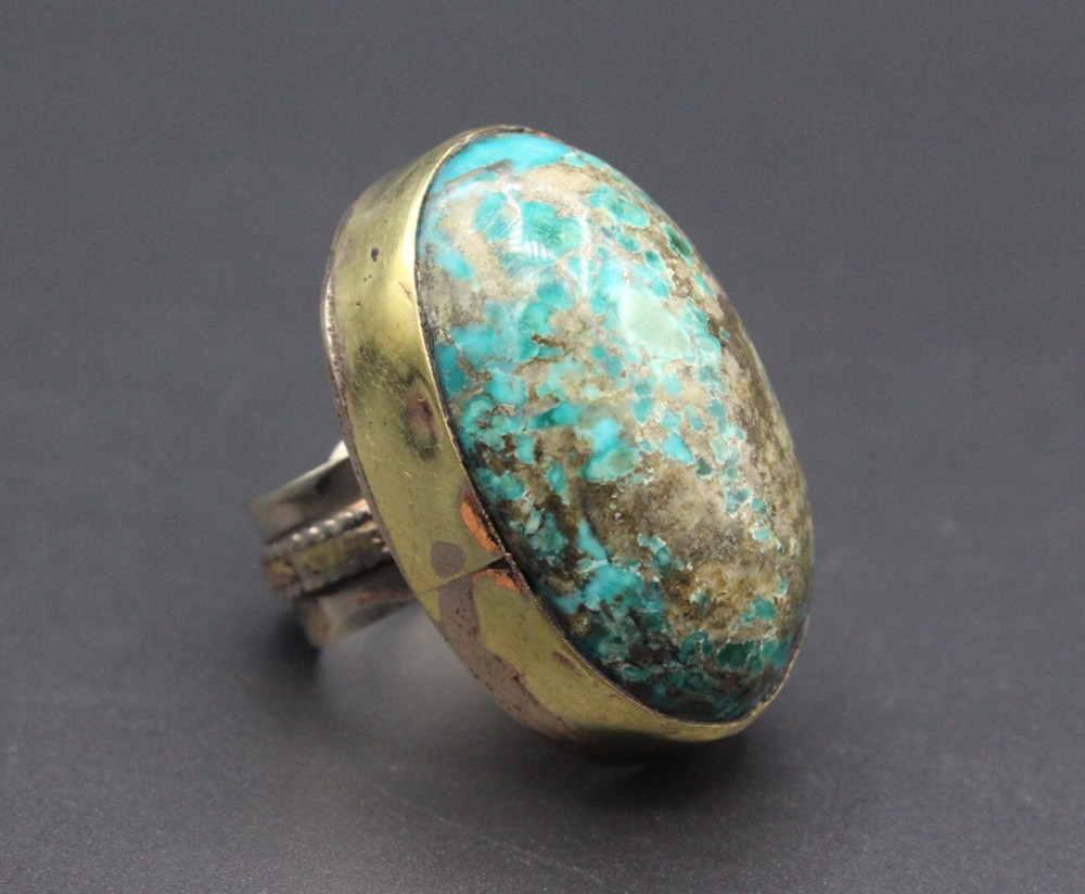 Turkish Ring, Turquoise Stone Alpaka Ring, Handmade Ring, Adjustable Ring 6.5US