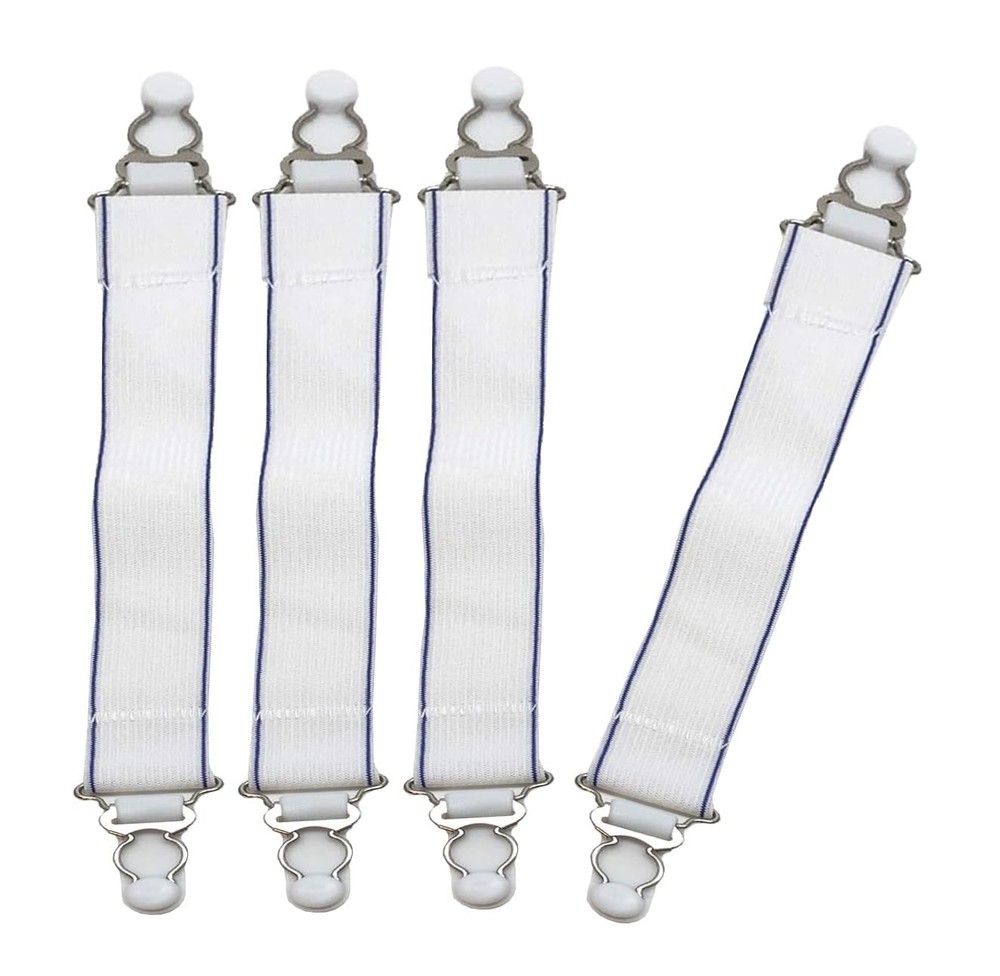 Blue Magic Waterbed Elastic Straps with Non-Slip Fasteners, White
