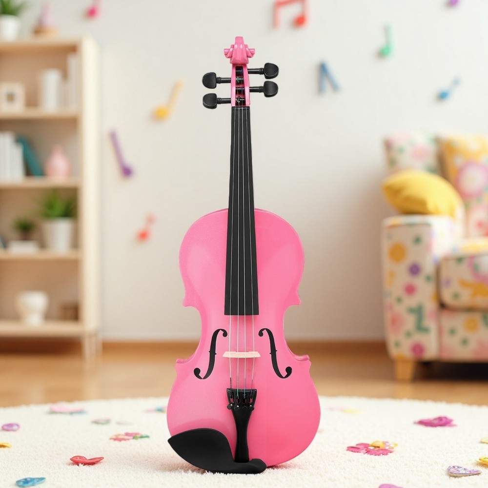 3/4 Size Beginner Acoustic Violin Set - Case Bow Rosin Student Pink