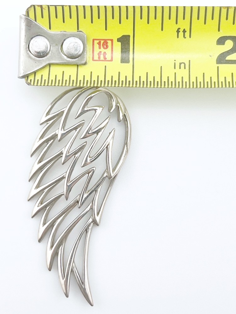 EXQUISITE Artisan Angel Wing or Feather Solid Silver Pendant OOAK🎄