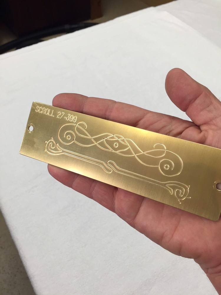 #27-399 MASTER SCROLL TEMPLATE FOR NEW HERMES ENGRAVER SOLID BRASS ENGRAVING