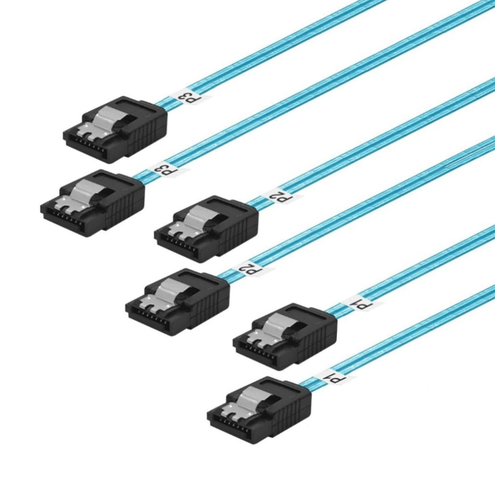 3 Pack Long-Sata-Iii Cable 1M, Thin Flexible Straight SATA 6Gbps Data Cables wit