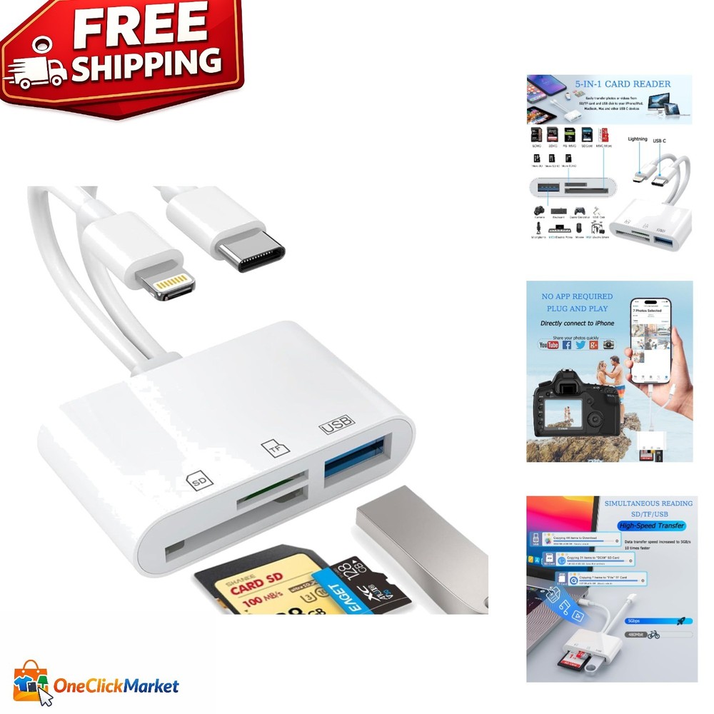 Multi-Platform USB C SD Card Reader for iOS/Android - Fast Plug & Play Access