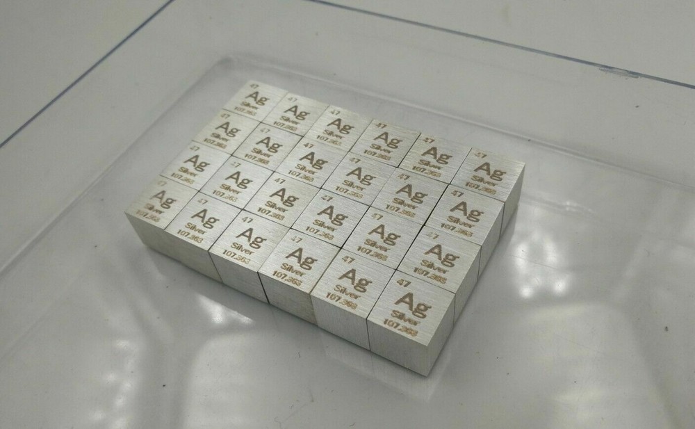 10mm Metal silver Cube 99.99% Pure Ag Density Cube Specimen Element Collection