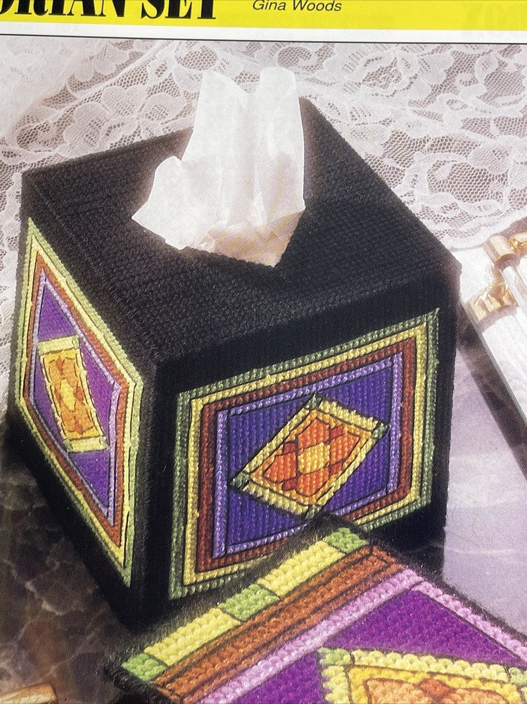 Victorian Set Tissue Box Music Box Annie's Plastic Canvas Pattern