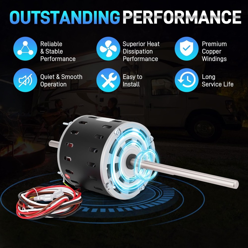 D1092 RV AC Condenser Fan Motor For Coleman Mach Fasco 1/3HP 2 Speed 1468-306