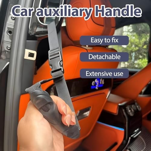 Car Handle Strap, 2 Pack Auto Cane Grab Bar with Adjustable Polyester Webbing