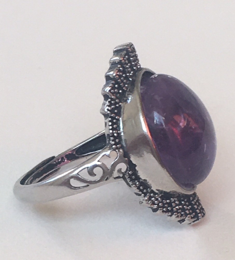amethyst ring 925 adjustable to size 6,7 & 8