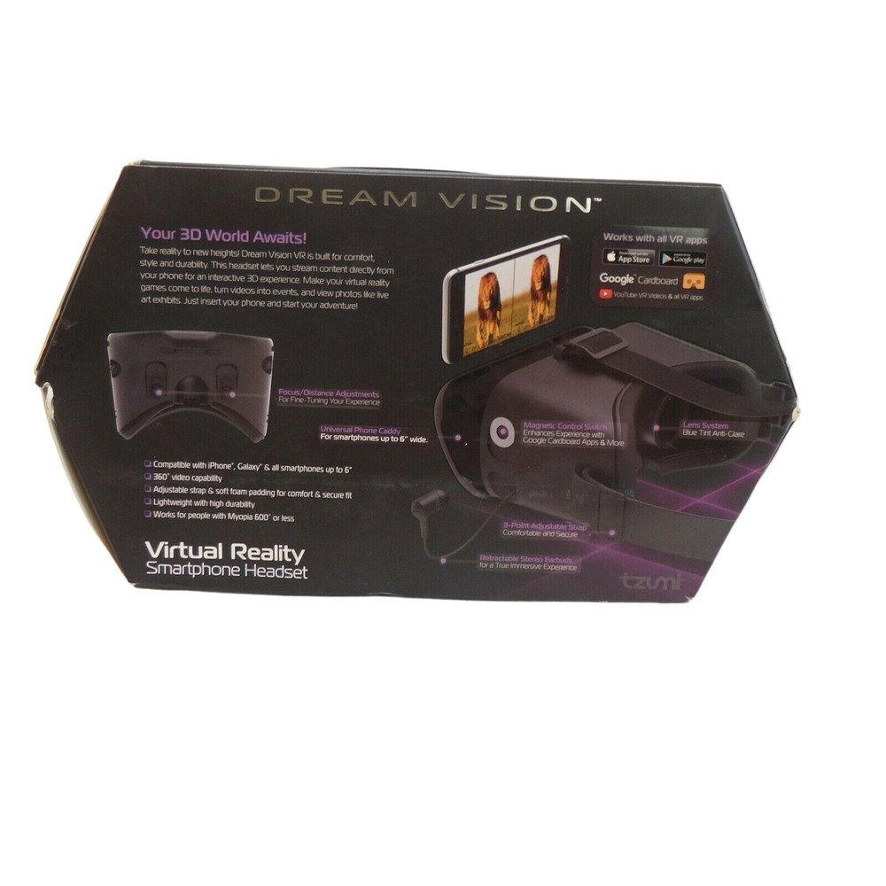 Tzumi Dream Vision Virtual Reality Smartphone Headset New