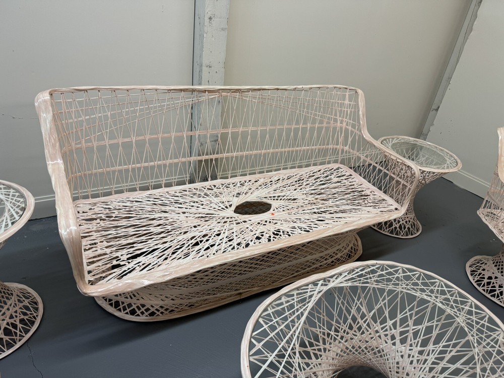 Mid-Century Warren Platner Style Fibreglass & Piece Sofa Set