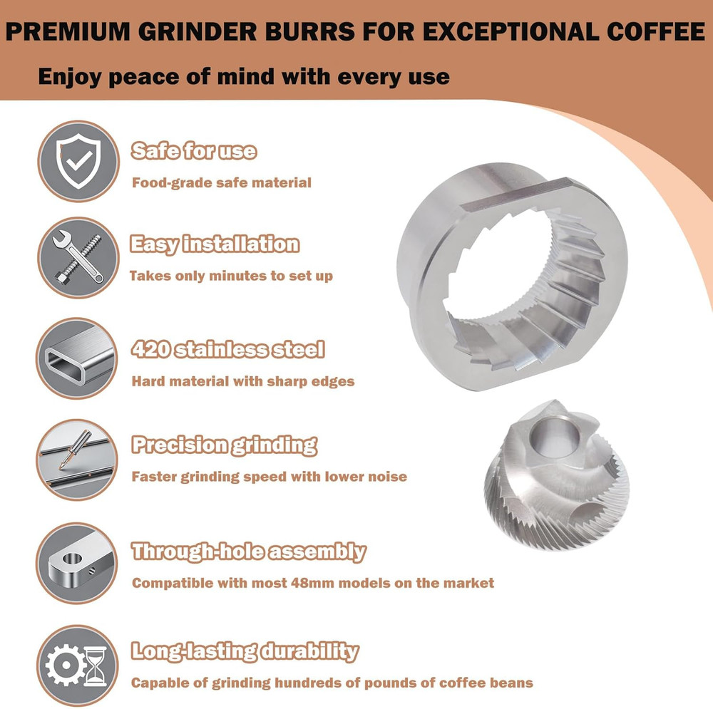 Conical Grinder Burr Set Replacement Compatible for Breville Espresso Machines C