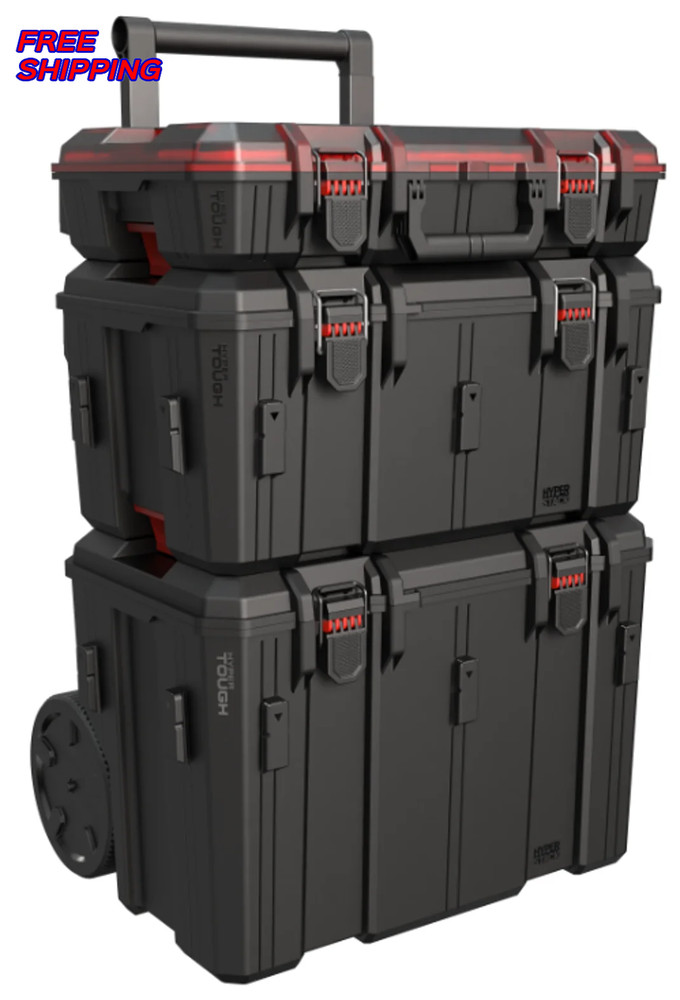 Stackable Toolbox Heavy Duty 3 Piece Modular Rolling System Equipment Storage