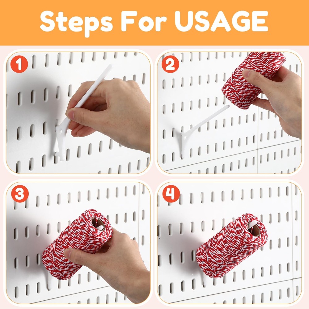 20 Pcs White Pegboard 45° Spool Hooks Compatible with IKEA Skadis Pegboard Ac...