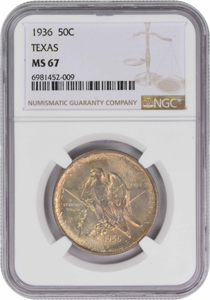 Texas Commemorative Silver Half Dollar 1936 MS67 NGC