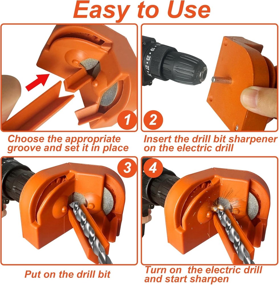 Drill Bit Sharpener,Portable Sharpener,Multipurpose Orange