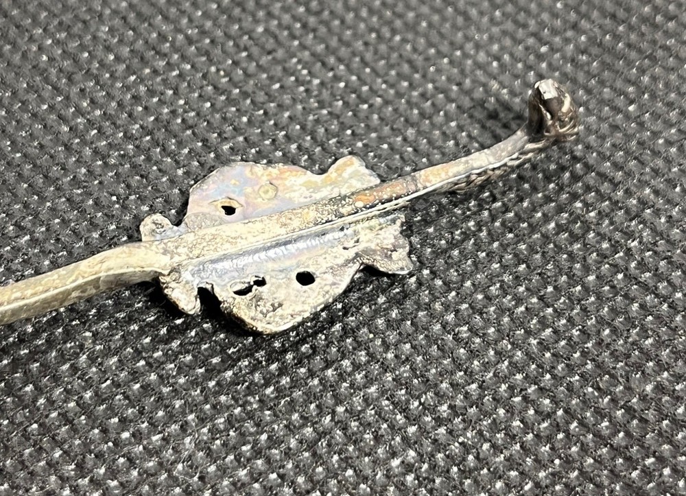 Antique Dutch Silver Monkey Spoon Embossed Mourning Maid Design
